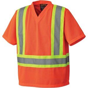 Pioneer Orange Breathable High Visibility Work Safety Polyester Mesh T Shirt